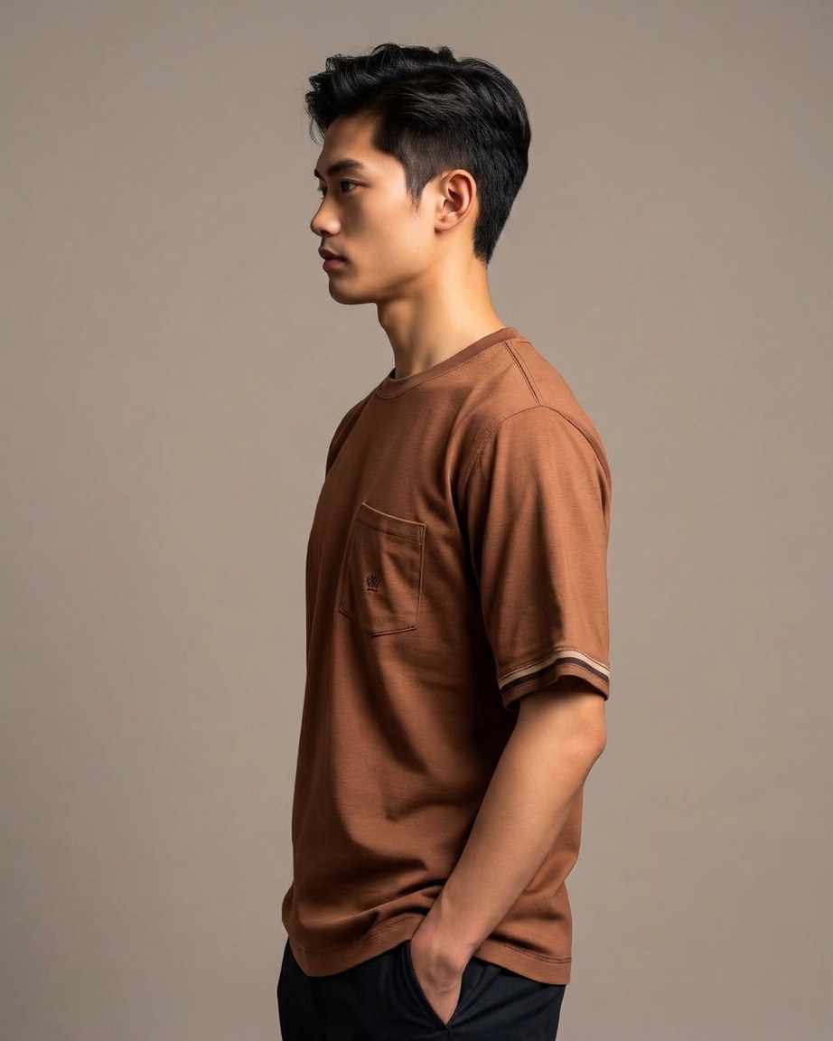 Coffee Culture Tee — Men, 02 Left (view 2 of 7). Left profile: shoulder line, sleeve fall and the outer seam trim.