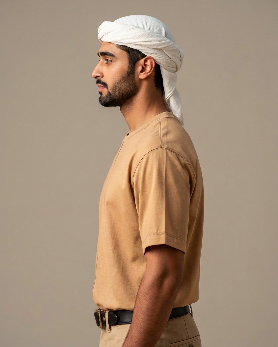 Desert Line Tee — Men, 02 Left (view 2 of 7). Left profile: shoulder line, sleeve fall and the outer seam trim.
