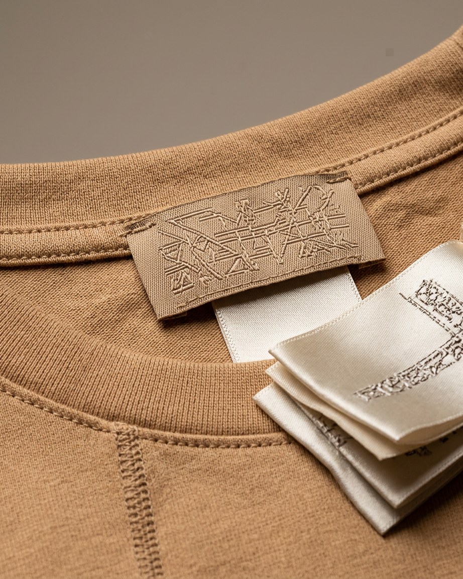 Desert Line Tee — Men, 06 Inner tags (view 6 of 7). Inner tags: size scale, atelier reference and care instructions.