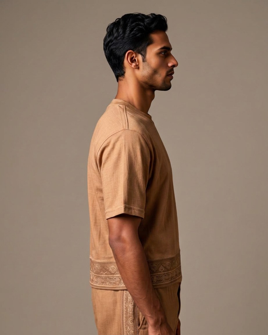 Earth Roots Tee — Men, 03 Right (view 3 of 7). Right profile: waist shaping, pocket line and the house Z mark.