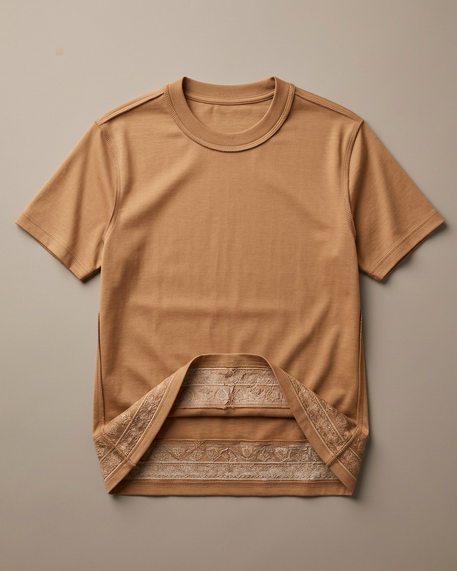 Earth Roots Tee — Men, 05 Interior (view 5 of 7). Interior: lining, facings and the concealed closure.