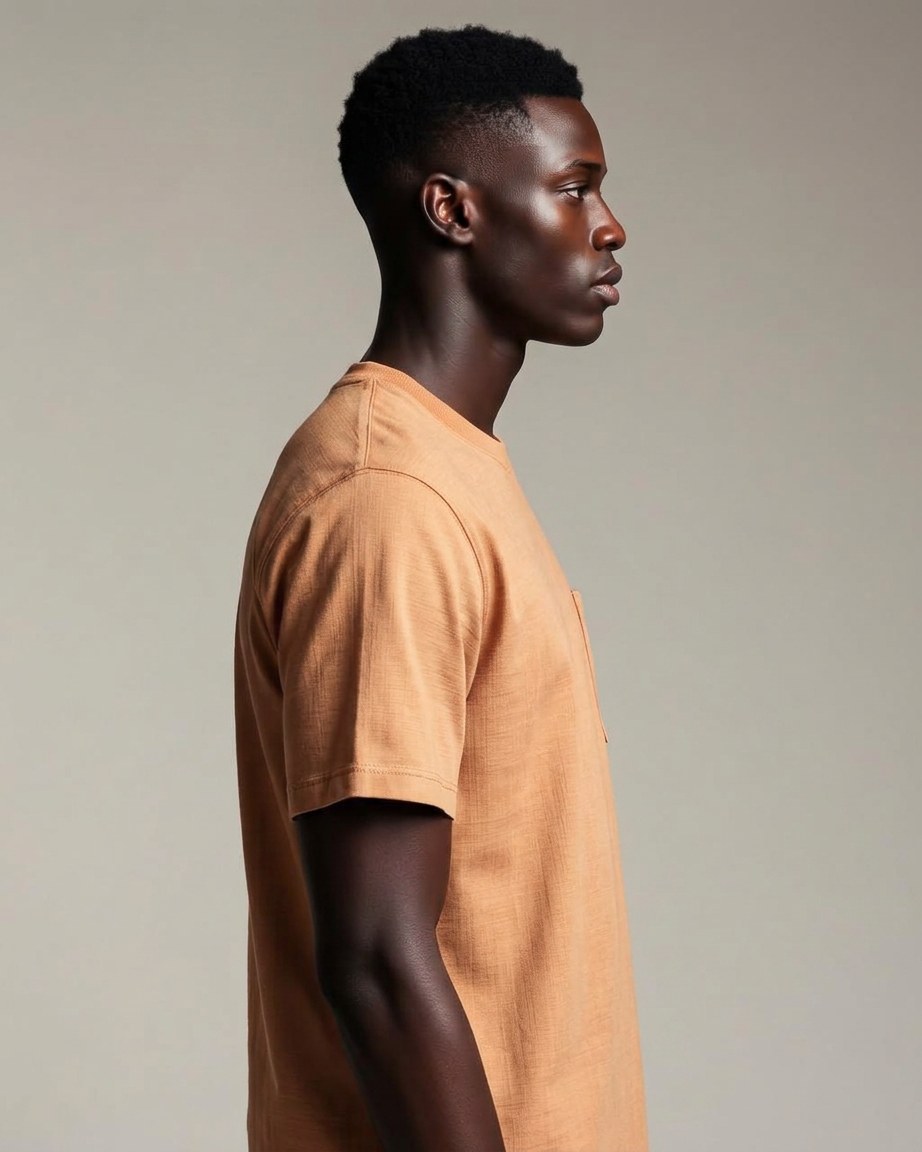 Ethnic Pocket Tee — Men, 03 Right (view 3 of 7). Right profile: waist shaping, pocket line and the house Z mark.