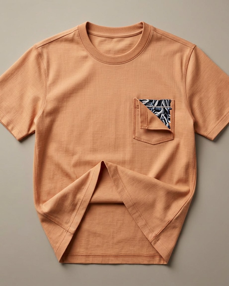 Ethnic Pocket Tee — Men, 05 Interior (view 5 of 7). Interior: lining, facings and the concealed closure.