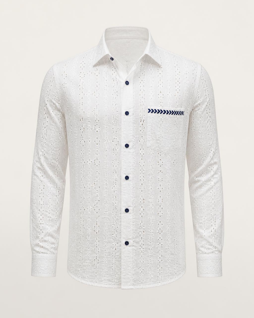 Eyelet Broderie Linen Shirt design board