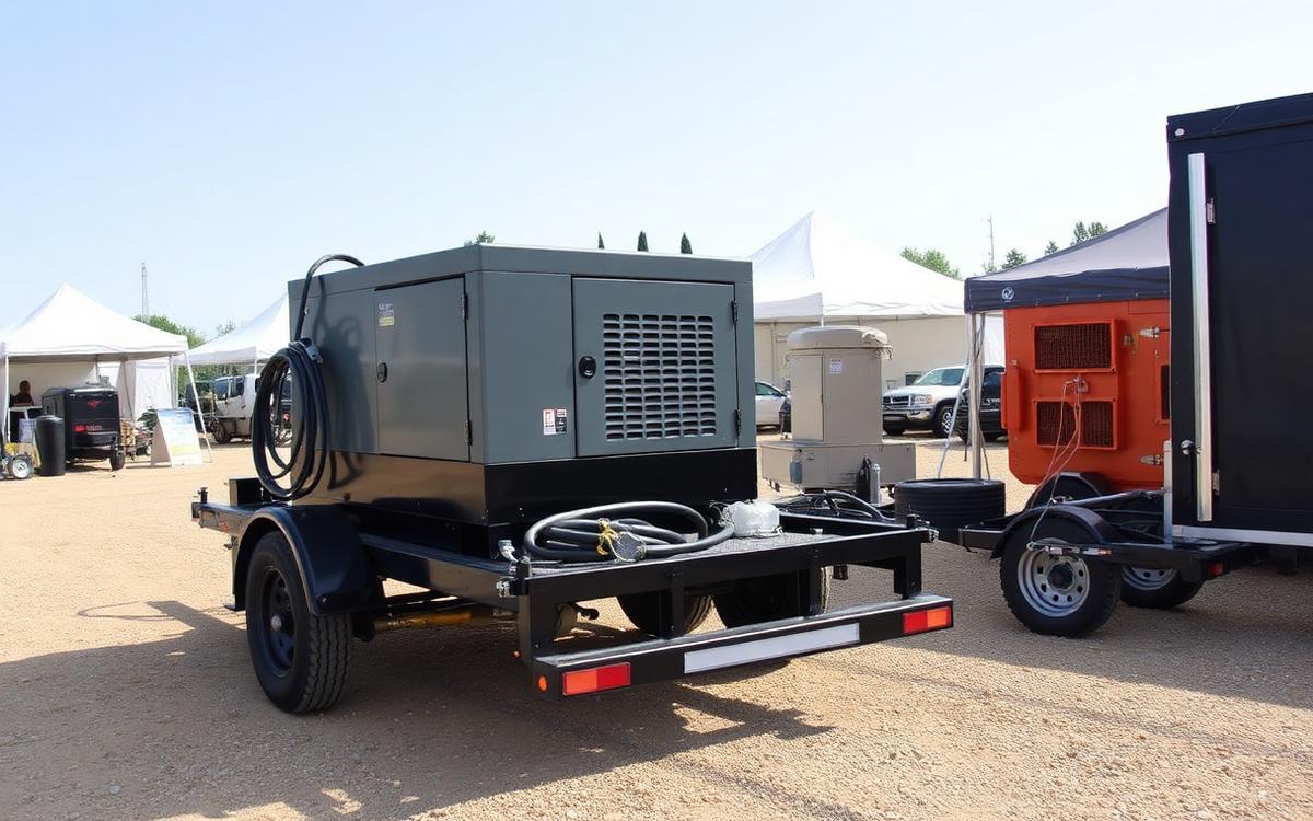 Towable event generator with power distribution cabling on site