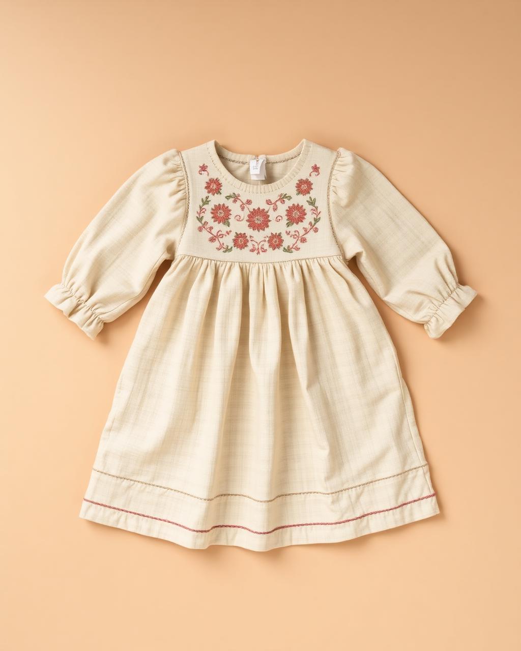 Sand Doll — Girls — House · Z-Vibe Children Linen Heritage™ seven-view specification plate; showing 01 Front, 02 Left, 03 Right, 04 Back, 05 Interior, 06 Inner tags, 07 Fabric detail. — 01 Front, Desert Sand