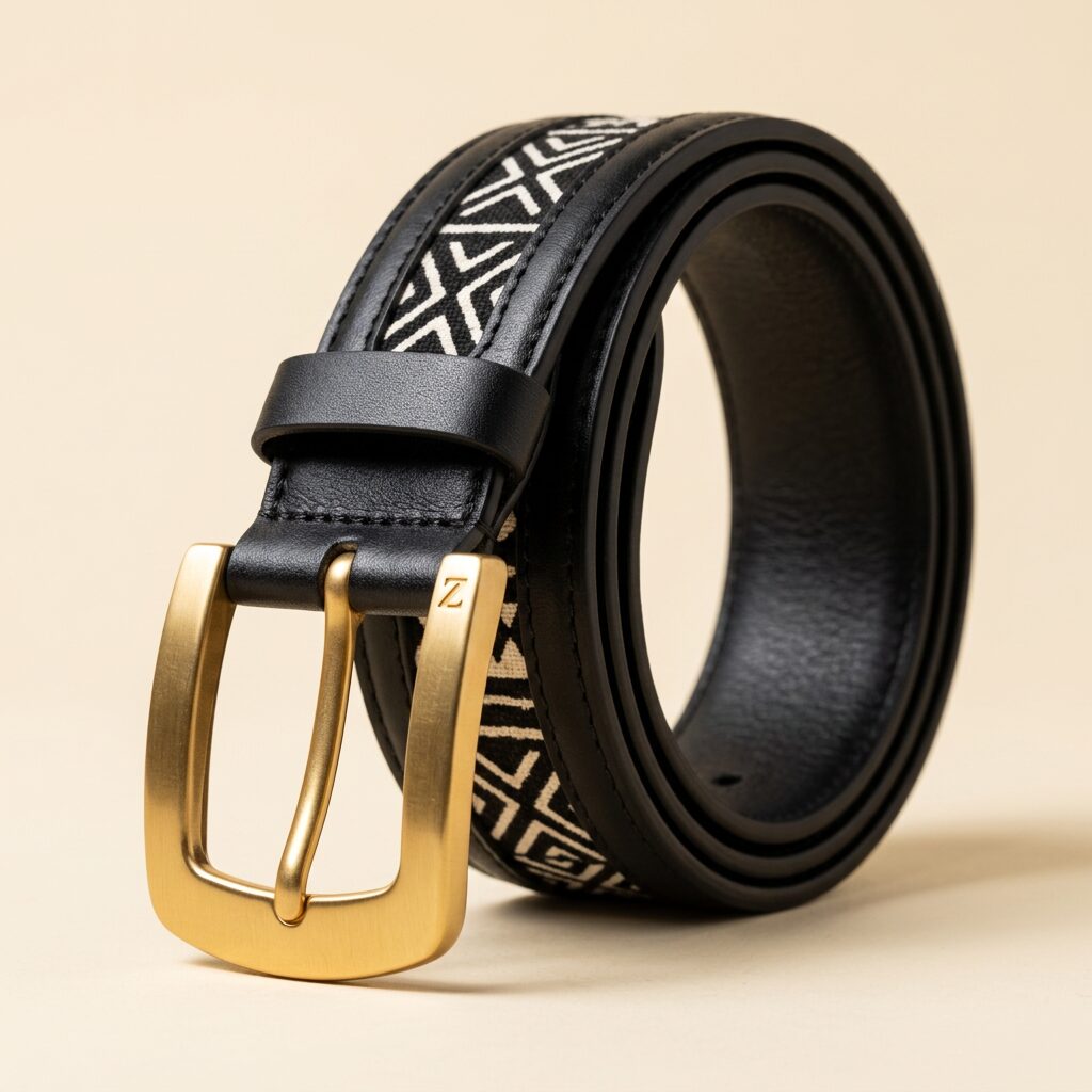 Z Emblem Leather Belt — Men, 03 Right (view 3 of 7). Right side: opposite panel, hardware placement and the house Z mark.