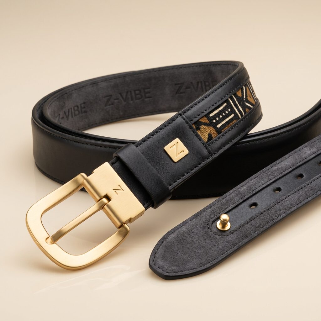 Z Emblem Leather Belt — Men, 05 Interior (view 5 of 7). Interior: lining, compartments and the internal pocket.