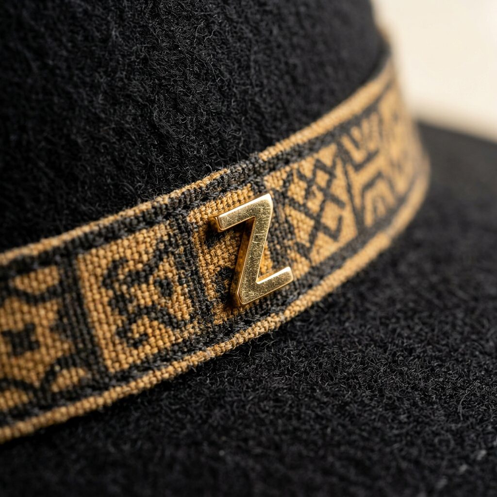 Heritage Brim Hat — Men, 07 Fabric detail (view 7 of 7). Material detail: close study of the leather or cloth and the hand-printed motif.