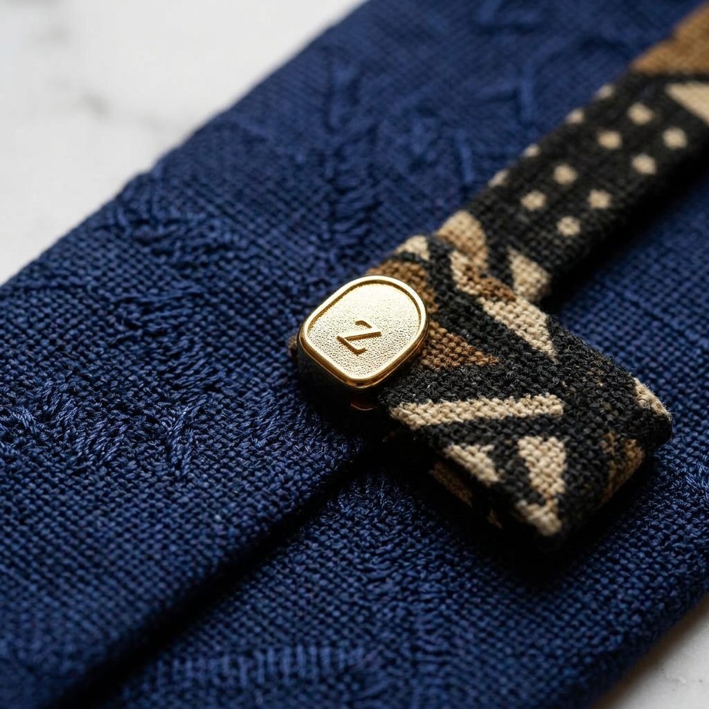 Heritage Silk-Linen Tie — Men, 07 Fabric detail (view 7 of 7). Material detail: close study of the leather or cloth and the hand-printed motif.