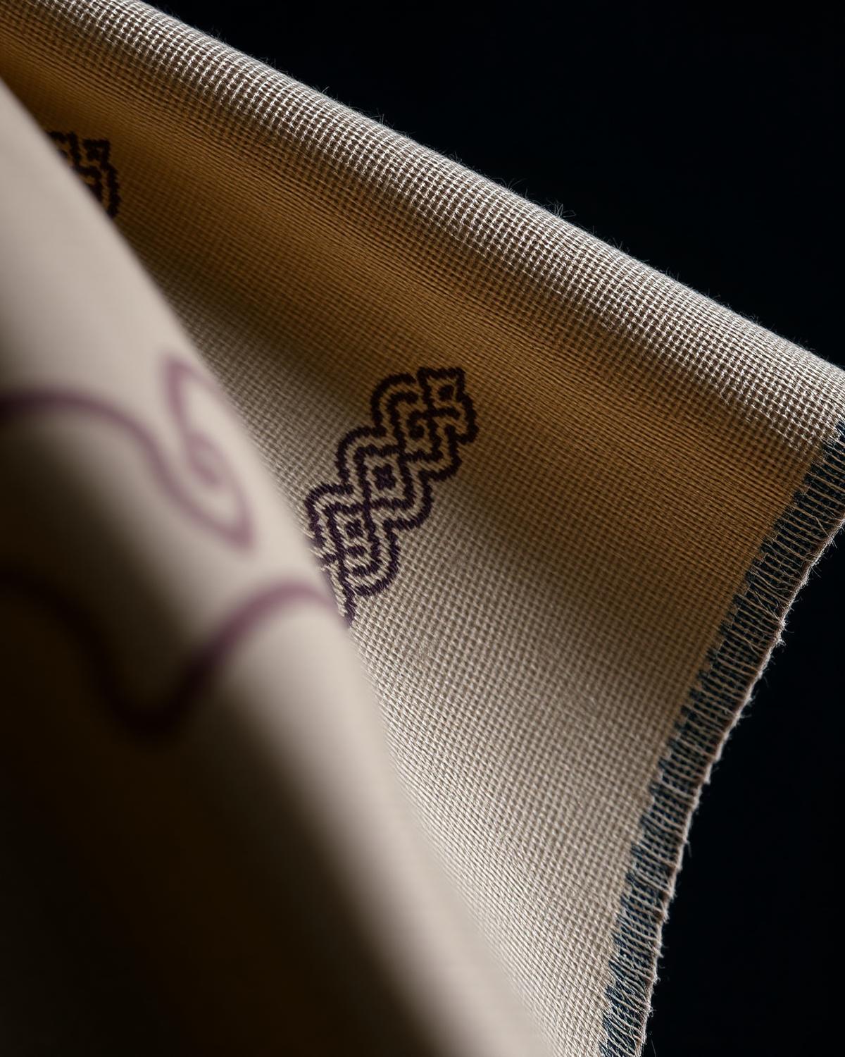 Horizon Band Shirt — Men, 07 Fabric detail (view 7 of 7). Fabric detail: close study of the cloth, hand-printed mudcloth motif and stitching.
