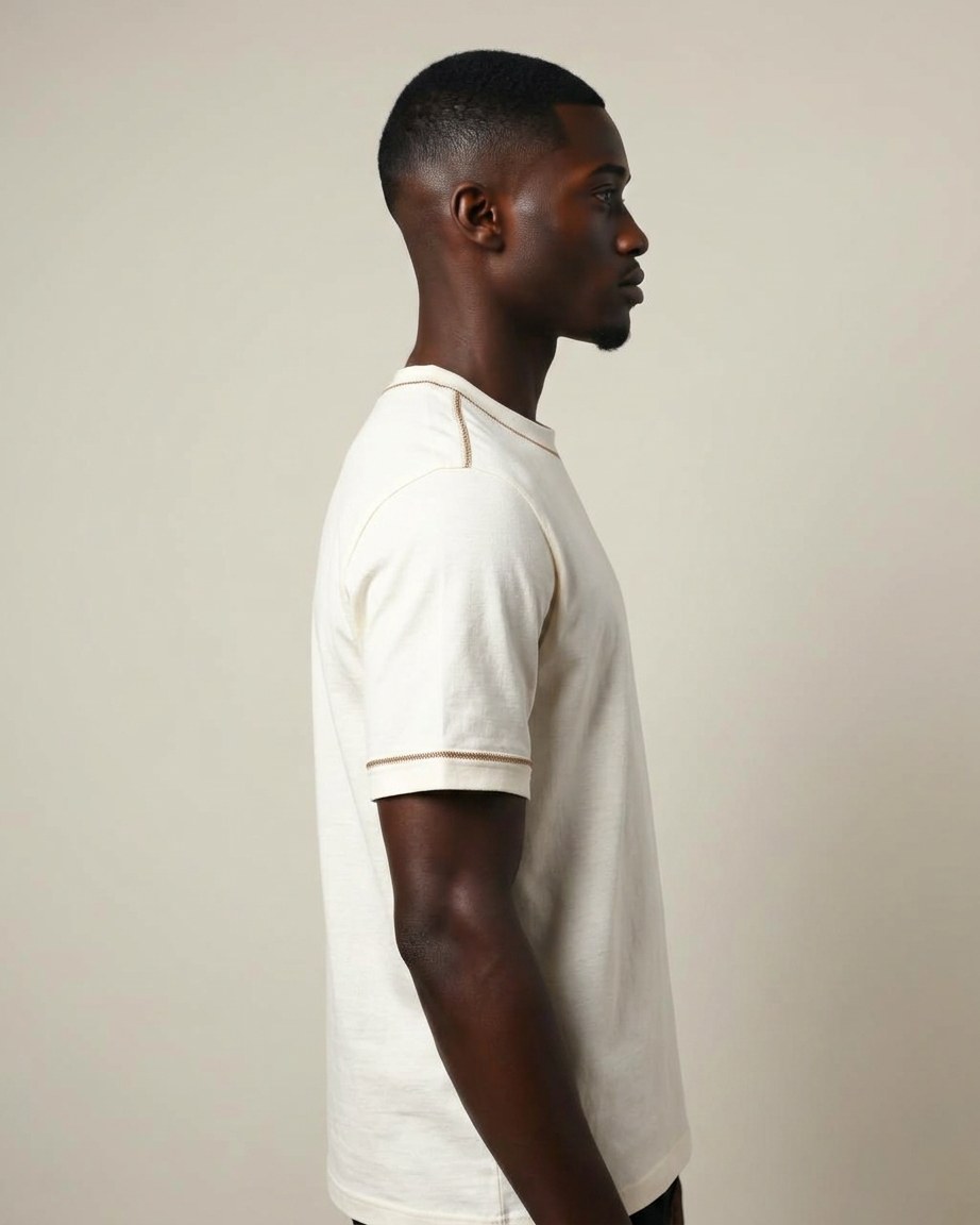 Ivory Legacy Tee — Men, 03 Right (view 3 of 7). Right profile: waist shaping, pocket line and the house Z mark.