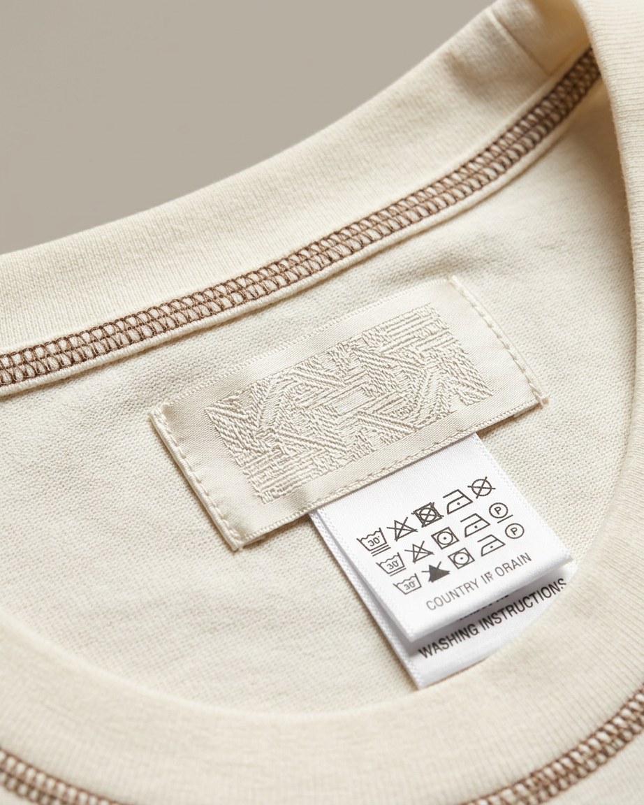 Ivory Legacy Tee — Men, 06 Inner tags (view 6 of 7). Inner tags: size scale, atelier reference and care instructions.