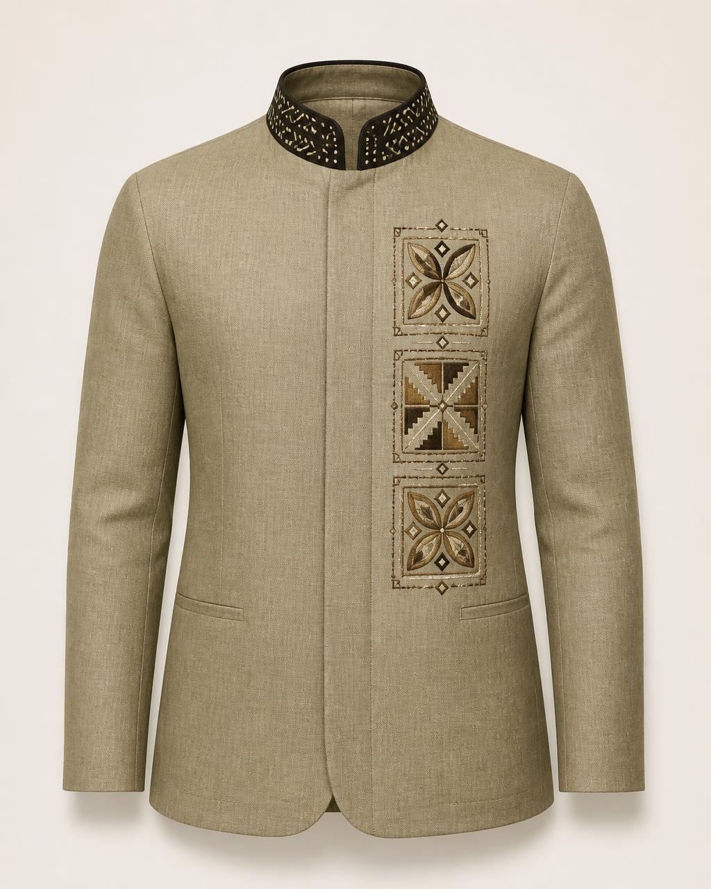 Khaki Mandarin Jacket design board