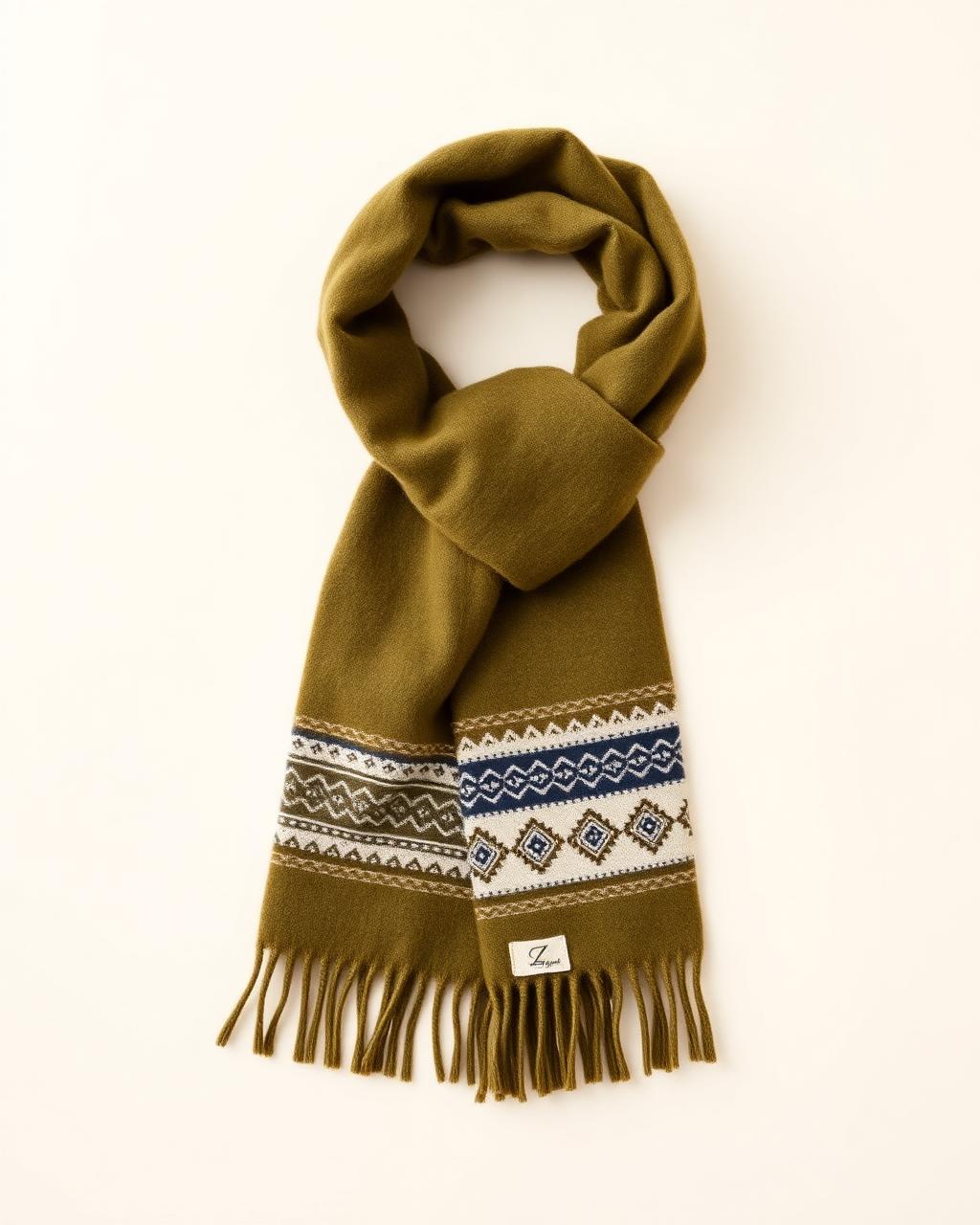 Heritage Scarf · Kids — Girls — House · Z-Vibe Leather Collection™ seven-view specification plate; showing 01 Front, 02 Left, 03 Right, 04 Back, 05 Interior, 06 Inner tags, 07 Fabric detail. — 01 Front, Olive