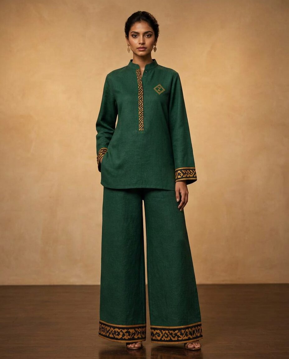 Emerald Set — worn view of the collection look