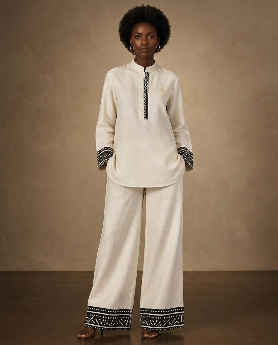 Ivory Linen Set — worn view of the collection look