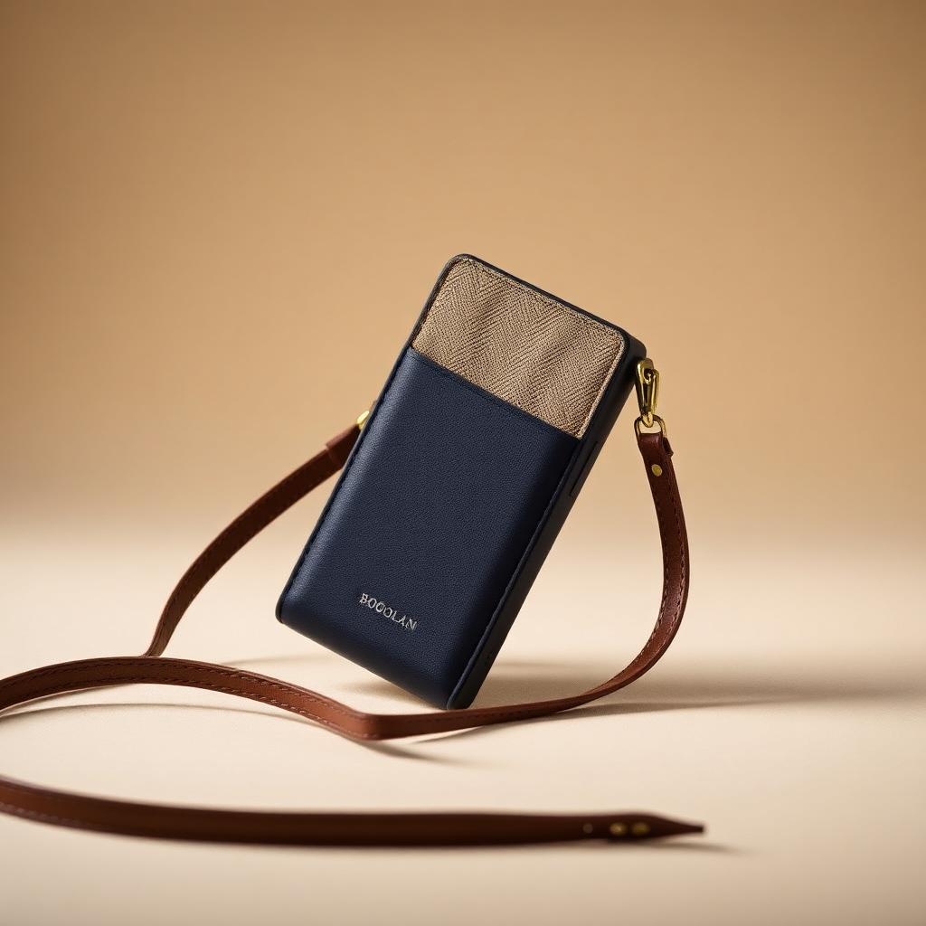 Navy Phone Case & Strap — Men — House · Z-Vibe Leather Collection™ seven-view specification plate; showing 01 Front, 02 Left, 03 Right, 04 Back, 05 Interior, 06 Inner tags, 07 Fabric detail. — 01 Front, Navy