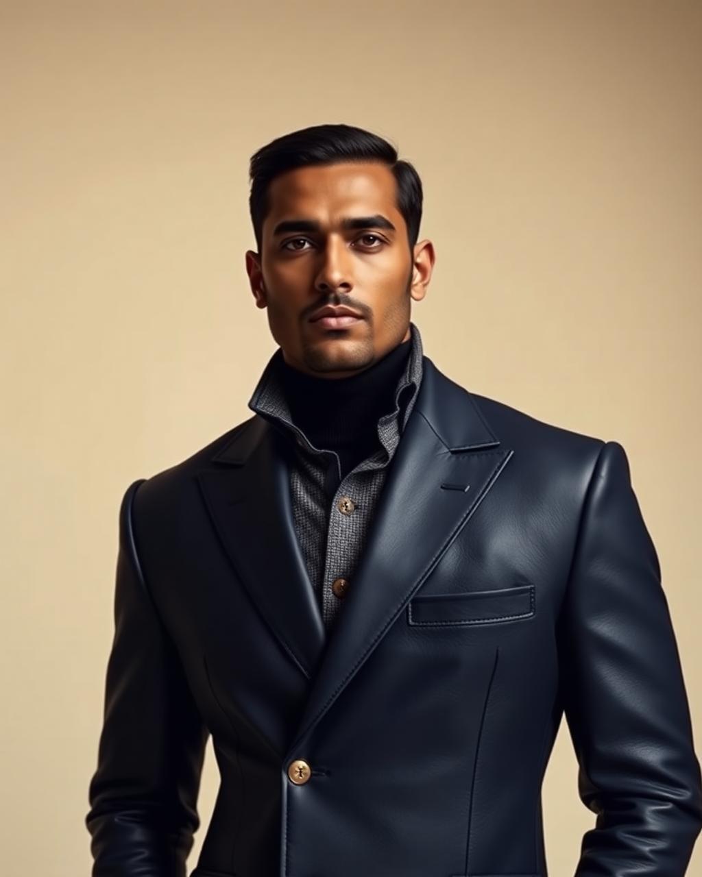 Navy Leather Blazer-Jacket design board
