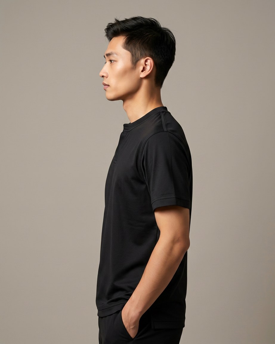 Midnight Culture Tee — Men, 02 Left (view 2 of 7). Left profile: shoulder line, sleeve fall and the outer seam trim.