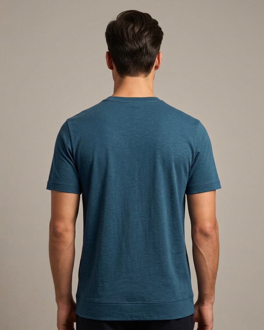 Ocean Vibe Tee — Men, 04 Back (view 4 of 7). Back view: yoke, centre seam and the hem finish.