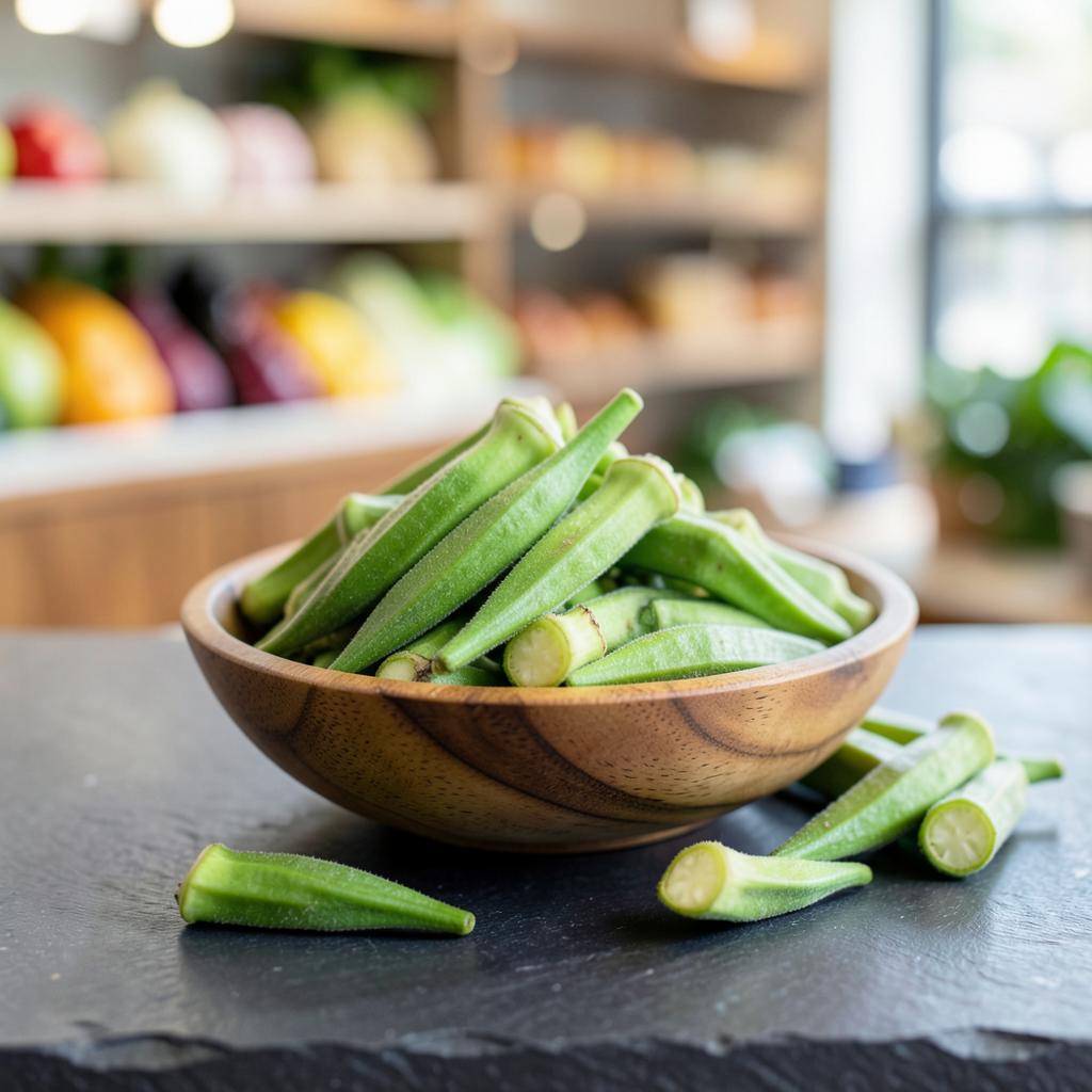 Fresh okra — illustrative produce photograph from the sample grocery shelf
