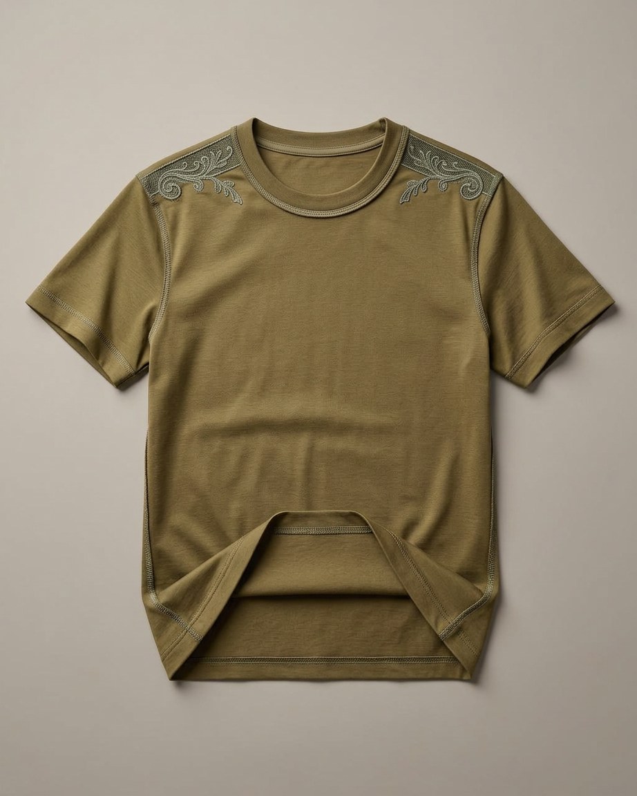 Olive Pride Tee — Men, 05 Interior (view 5 of 7). Interior: lining, facings and the concealed closure.