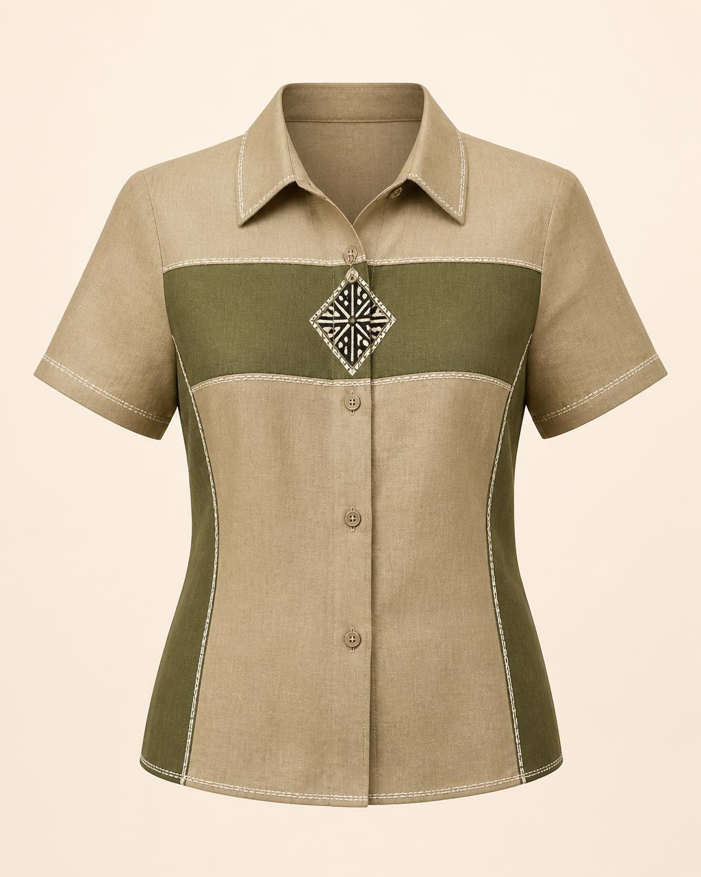 Panel Block Linen Shirt design board