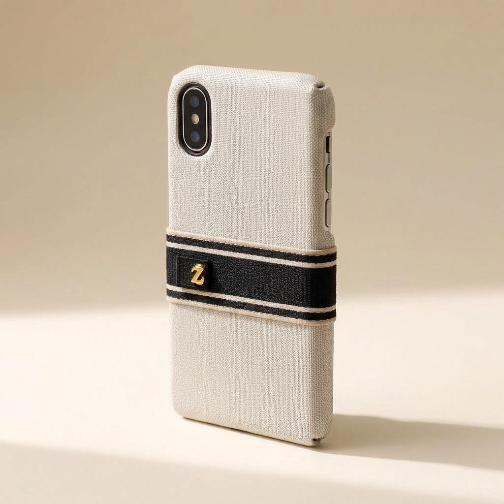Ivory Linen Phone Case — Men, 03 Right (view 3 of 7). Right side: opposite panel, hardware placement and the house Z mark.