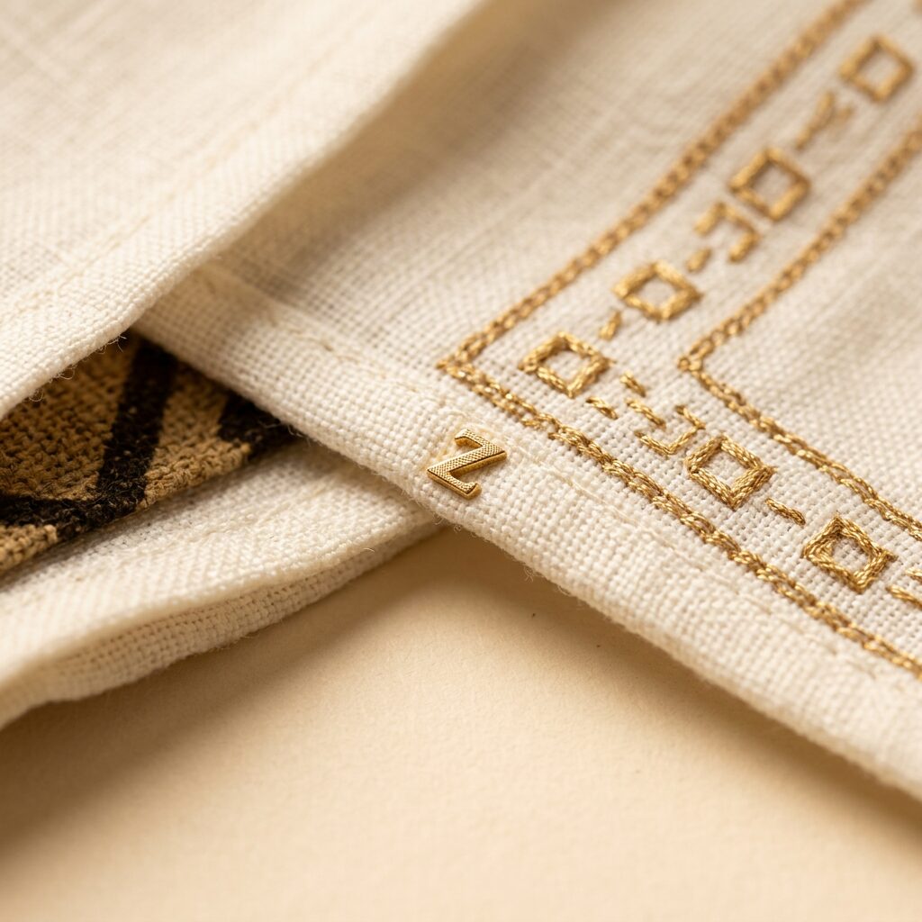 Atelier Pocket Square — Men, 07 Fabric detail (view 7 of 7). Material detail: close study of the leather or cloth and the hand-printed motif.