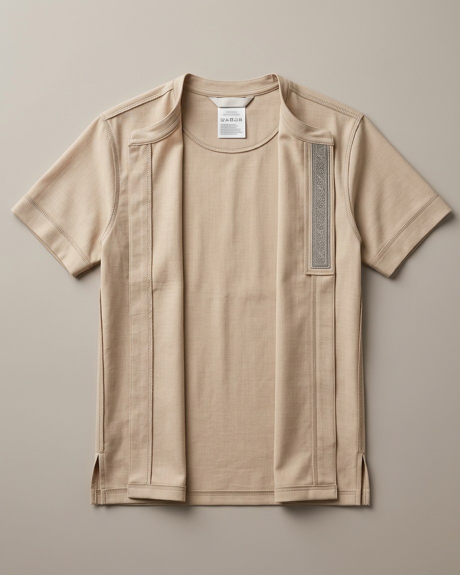 Sahara Taupe Tee — Men, 05 Interior (view 5 of 7). Interior: lining, facings and the concealed closure.