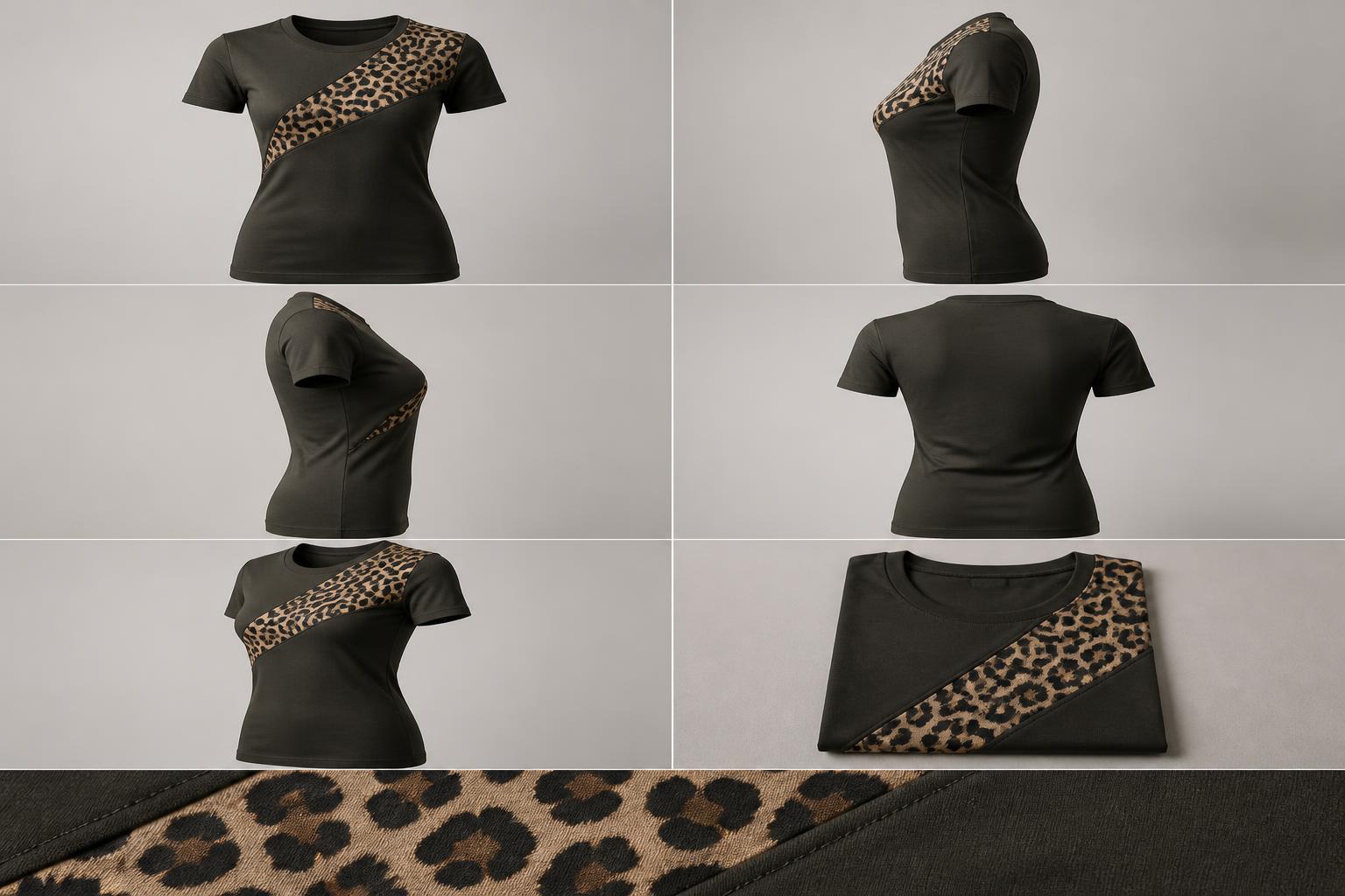 Leopard Diagonal Panel Tee design board