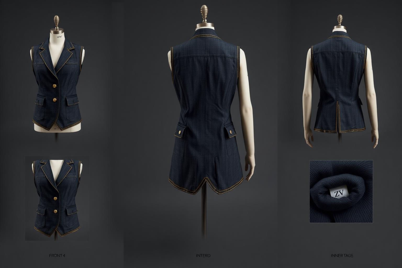 Tailored Denim Waistcoat — Bonded denim with heritage piping