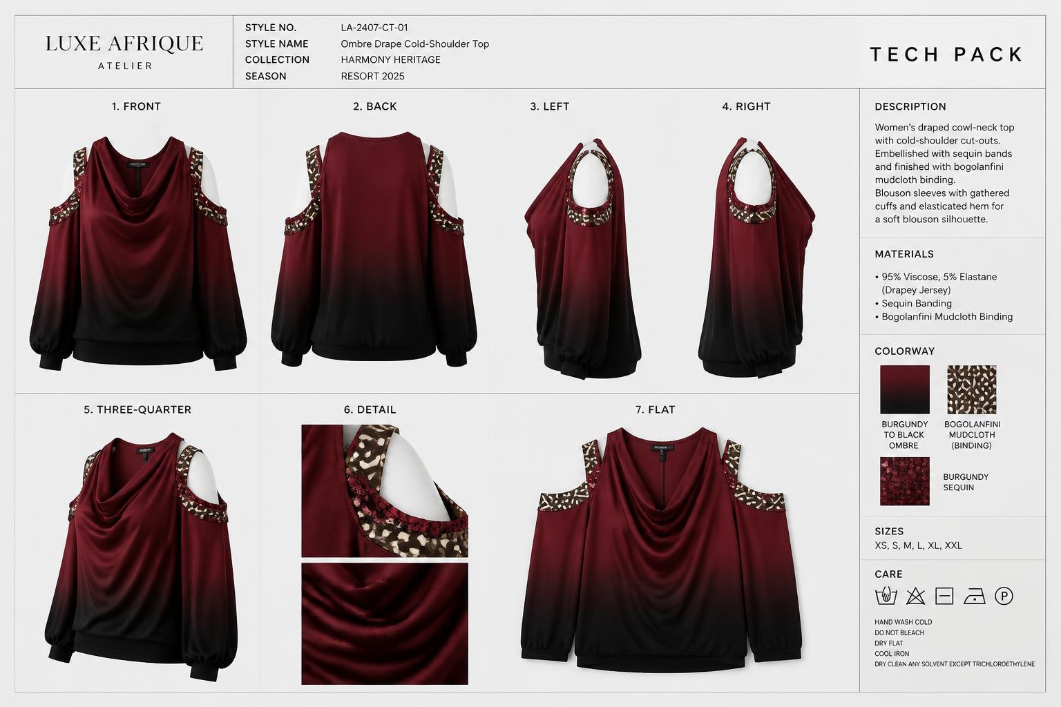 Ombre Drape Cold-Shoulder Top — House · Z-Luxe Soirée Futur related style