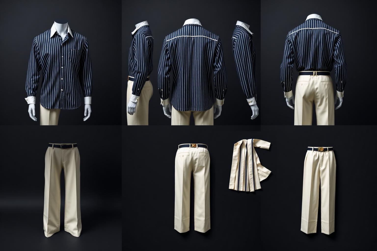 Navy Pinstripe Wide-Leg Suite — House · Z-Luxe Frontier Futur related style
