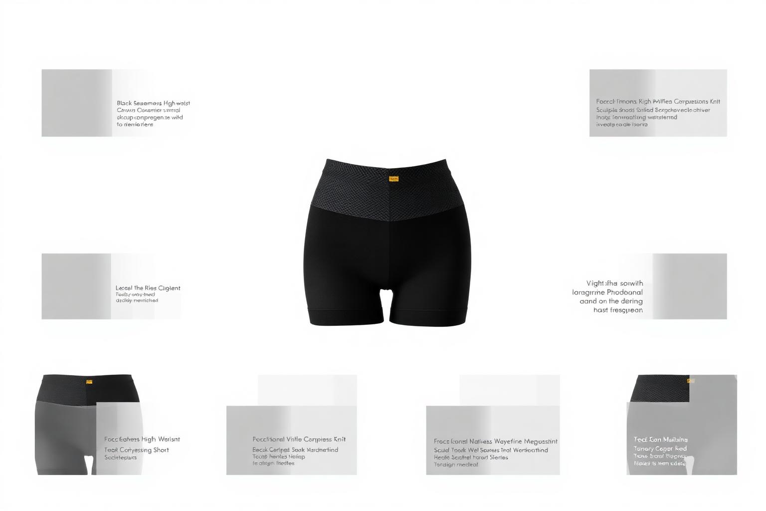 Chevron Sculpt Heritage Short — Women — House · Street Futur seven-view specification plate; showing 01 Front, 02 Left, 03 Right, 04 Back, 05 Interior, 06 Inner tags, 07 Fabric detail. — 01 Front, Noir