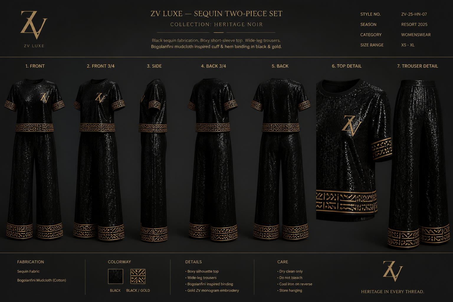Sequin Heritage Night Set — House · Z-Luxe Heritage Noir related style
