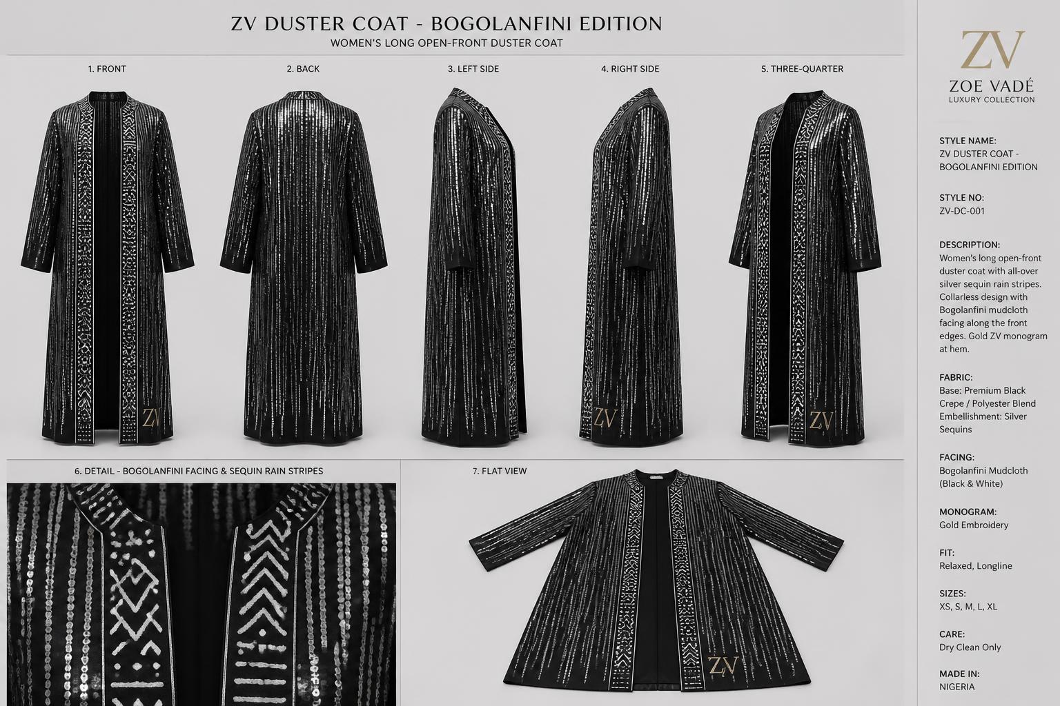 Sequin Rain Duster Coat design board