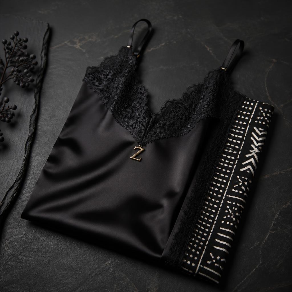 Noir Bogolan Lace Chemise — House · Z-Vibe Intime Héritage related style