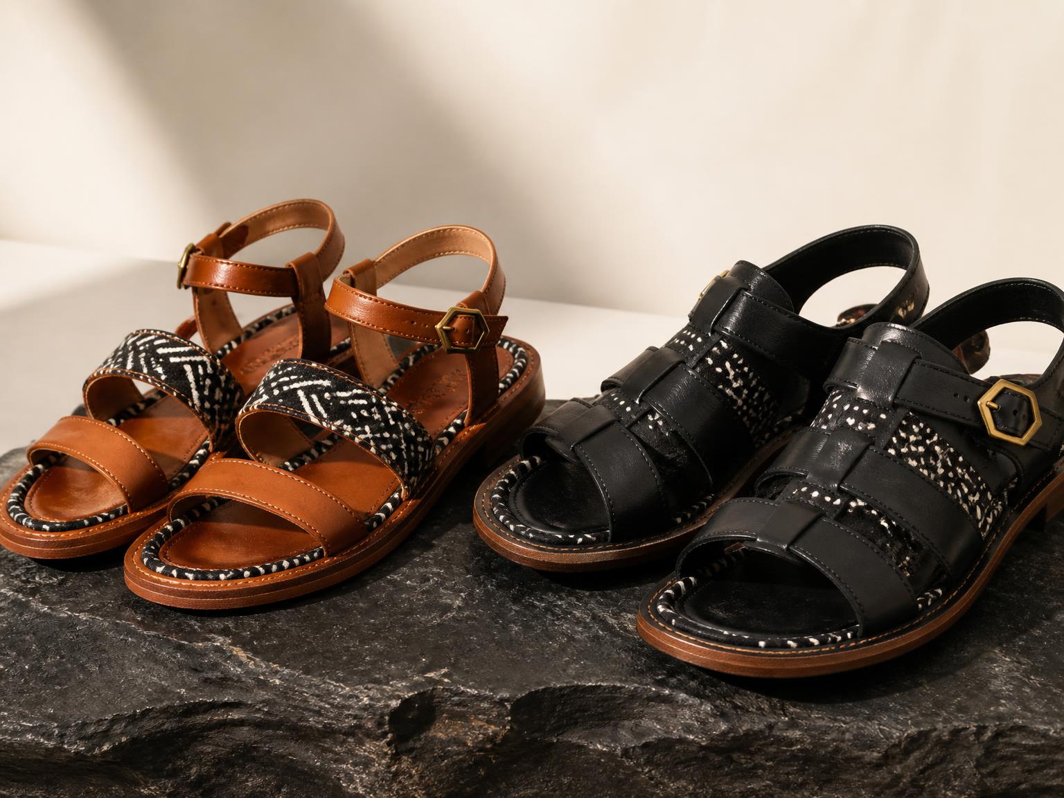 Sandals — Zipper Vibe bogolanfini accent cover