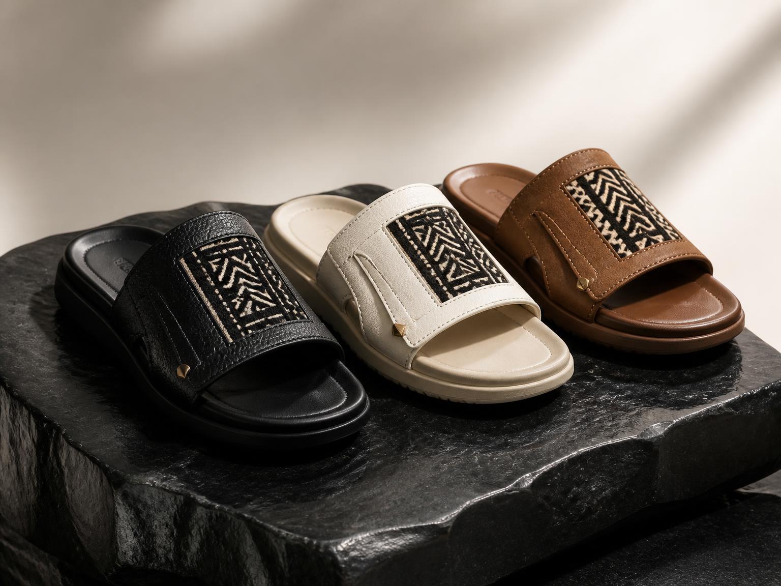 Luxury Slides — Zipper Vibe bogolanfini accent cover