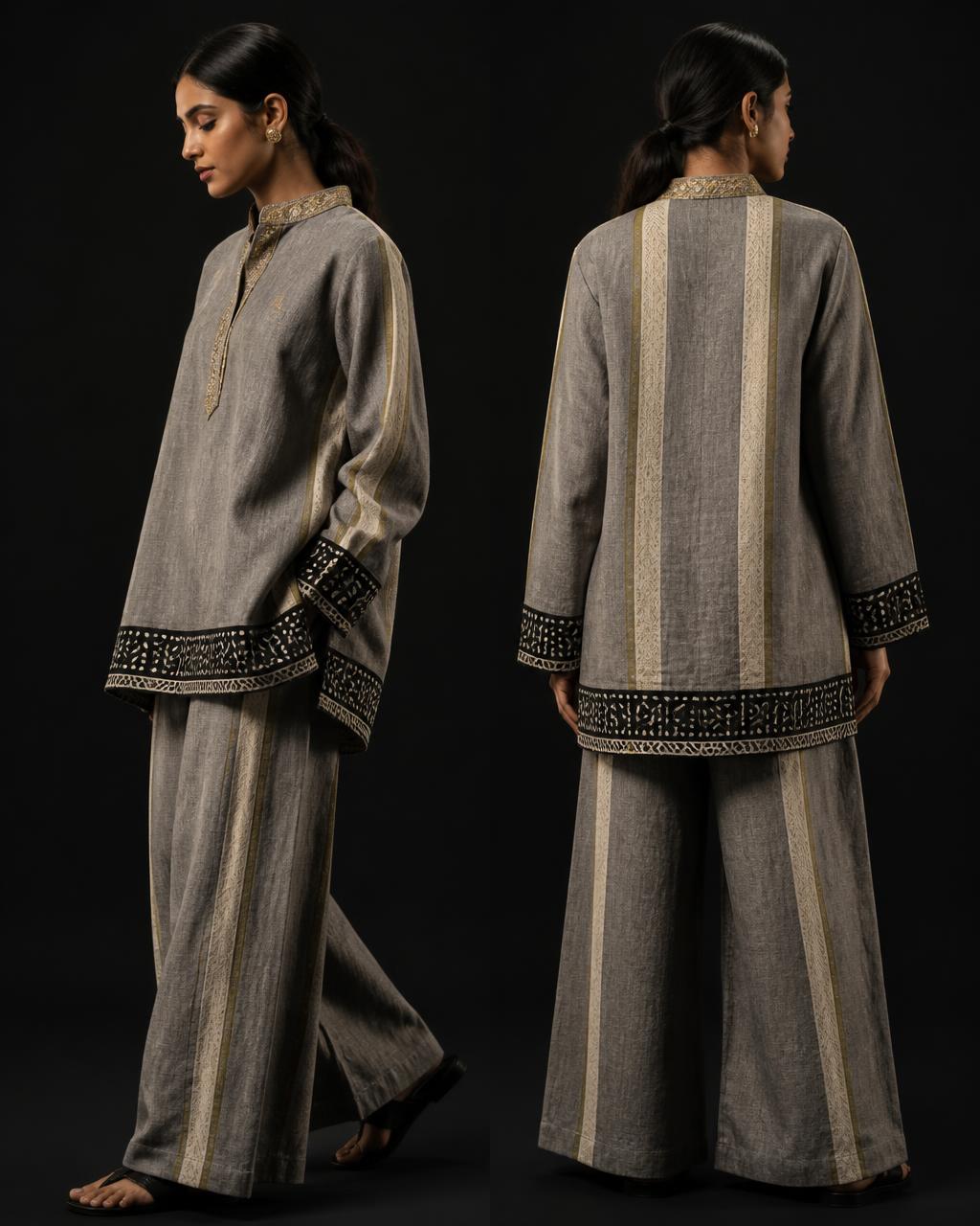 Side Profile — worn view of the collection look