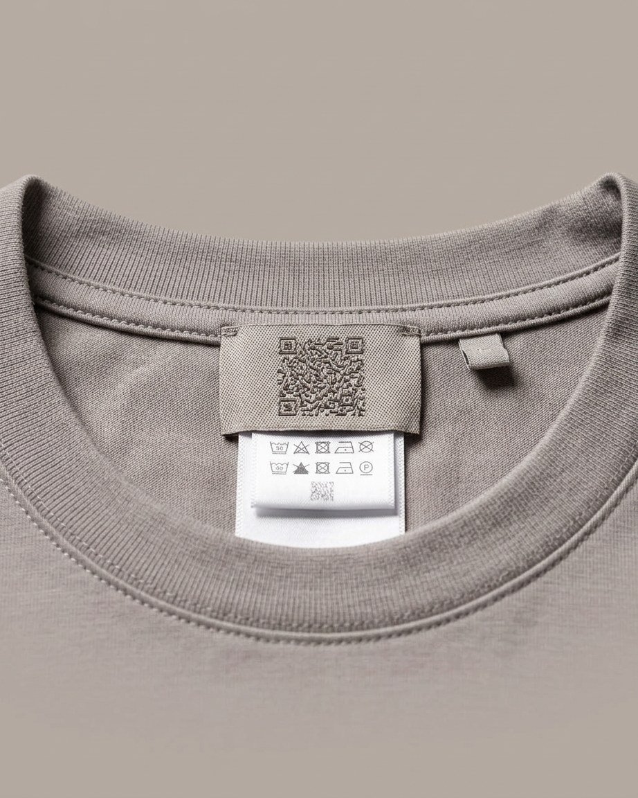 Stone Grey Tee — Men, 06 Inner tags (view 6 of 7). Inner tags: size scale, atelier reference and care instructions.