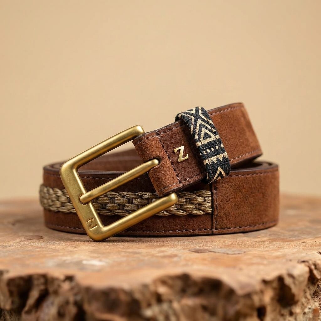 Suede Heritage Strap Belt — Men, 03 Right (view 3 of 7). Right side: opposite panel, hardware placement and the house Z mark.