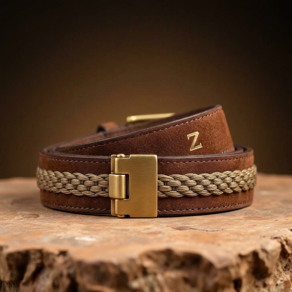 Suede Heritage Strap Belt — Men, 04 Back (view 4 of 7). Back view: rear panel, stitch lines and any slip pocket.