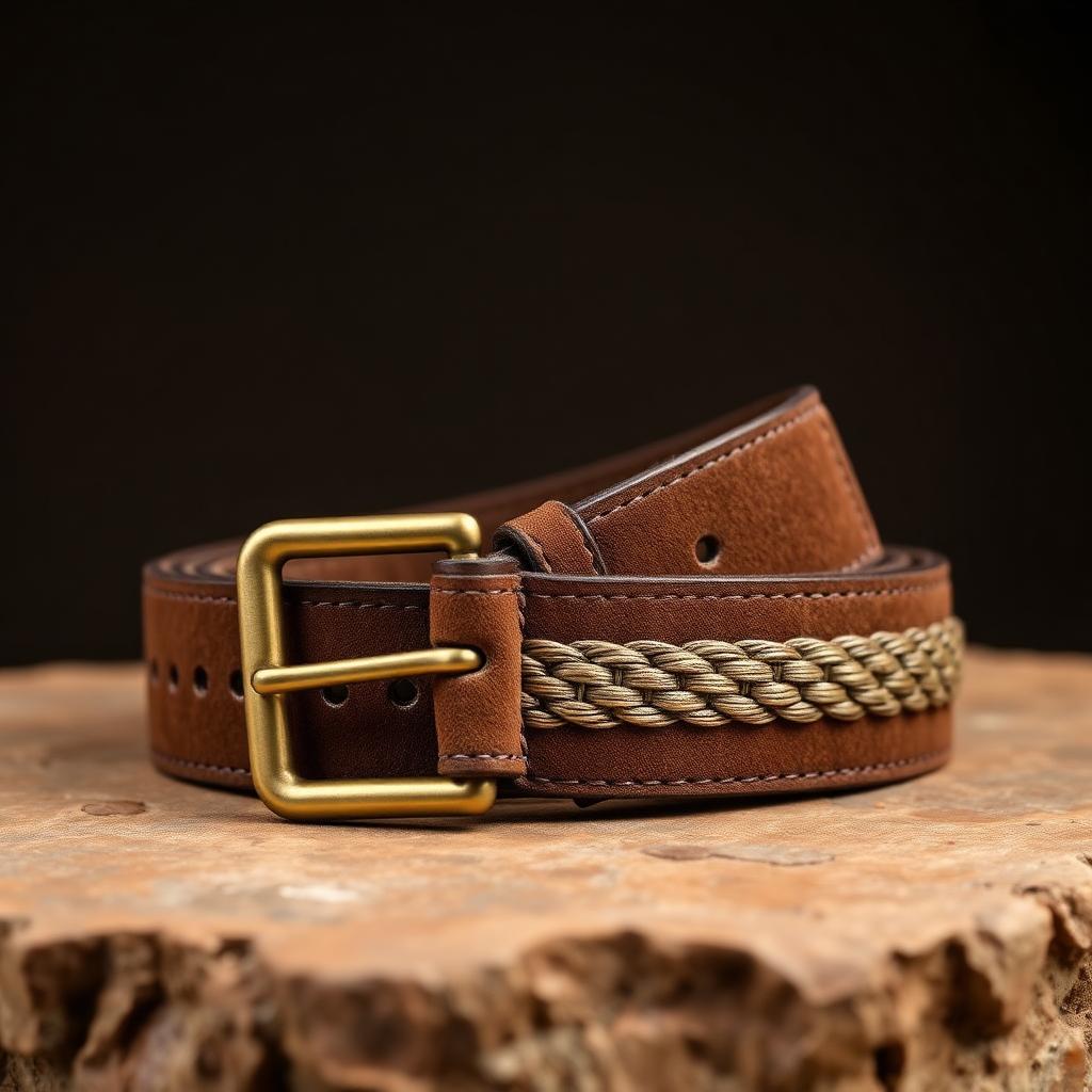 Suede Heritage Strap Belt — Men — House · Z-VIBE HERITAGE ACCESSORIES™ seven-view specification plate; showing 01 Front, 02 Left, 03 Right, 04 Back, 05 Interior, 06 Inner tags, 07 Fabric detail. — 01 Front, Cocoa Brown