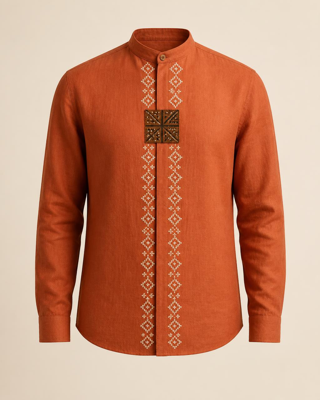 Terracotta Cross-Stitch Shirt design board