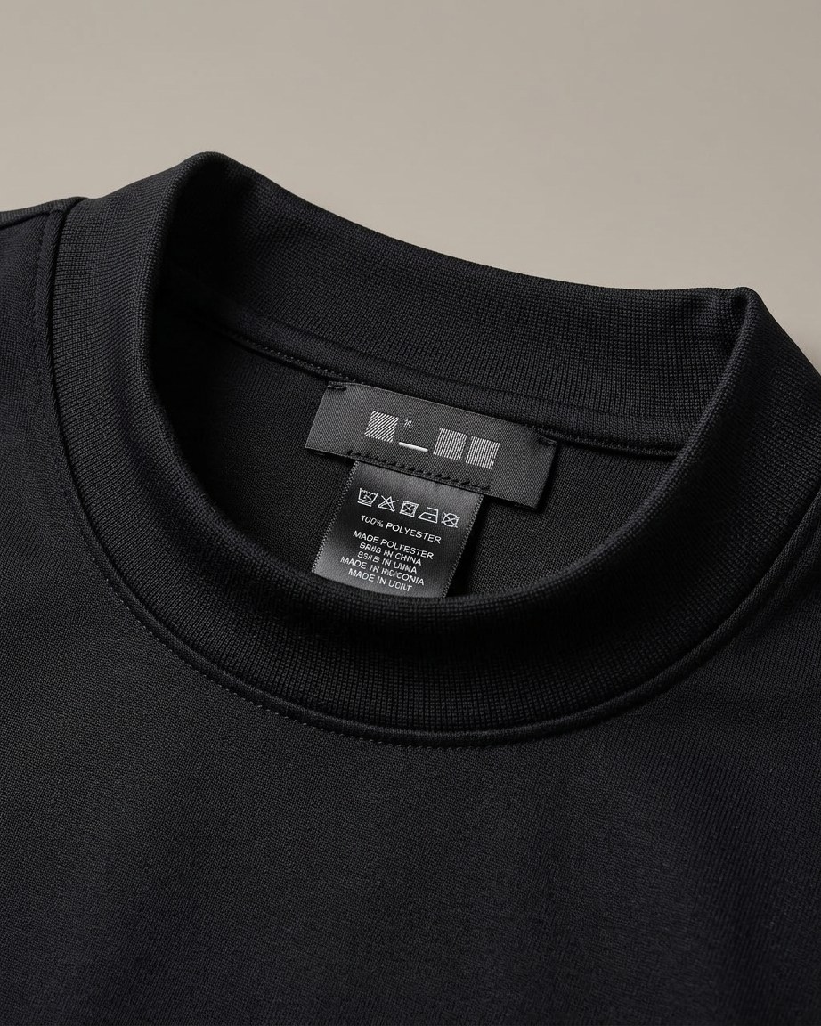 Urban Minimal Tee — Men, 06 Inner tags (view 6 of 7). Inner tags: size scale, atelier reference and care instructions.