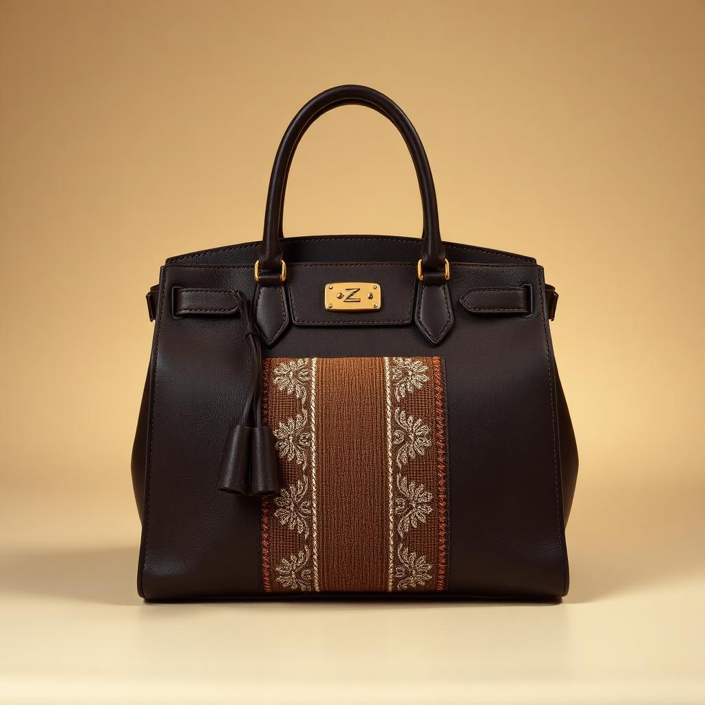 Heritage Structured Handbag — Women — House · Z-Vibe Leather Collection™ seven-view specification plate; showing 01 Front, 02 Left, 03 Right, 04 Back, 05 Interior, 06 Inner tags, 07 Fabric detail. — 01 Front, Chocolate