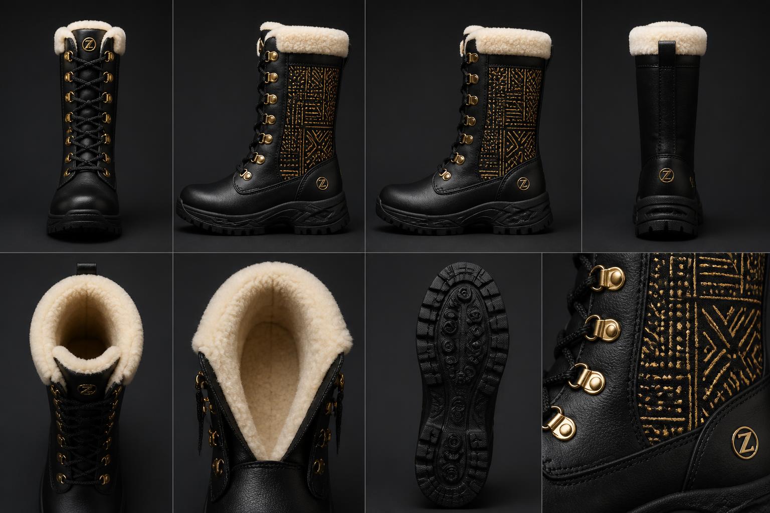 Z-Arctic Spike-Nail Winter Boot — Black weather-ready technical leather upper